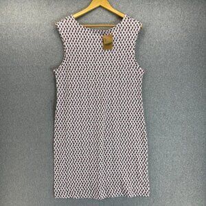 Boden Sleeveless Shift Dress White Red Floral Cotton Size US 10 L /‎ UK 14 NWT